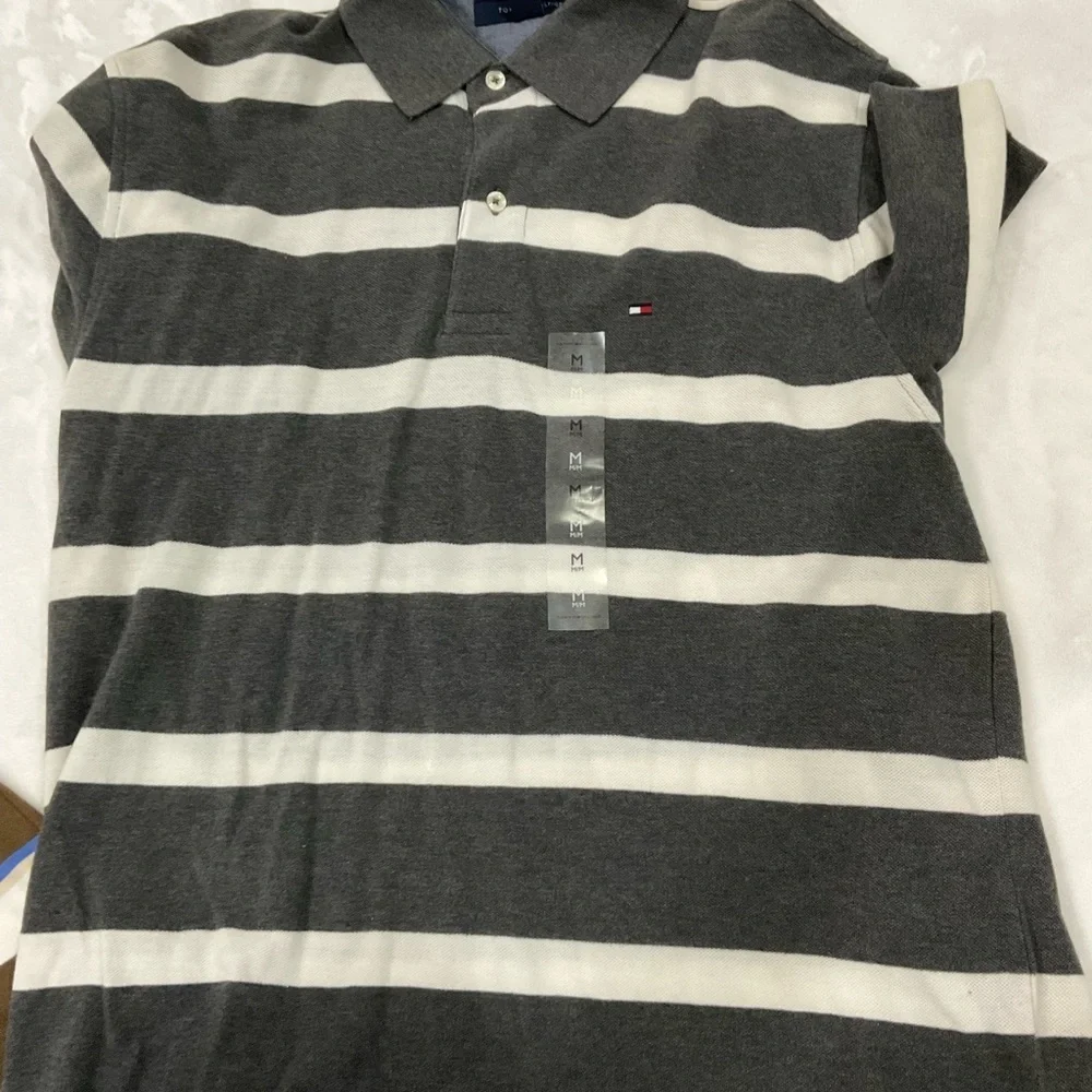 Tommy Hilfiger Striped Polo Shirts - Brown and Gray